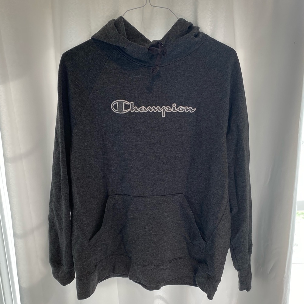 Grey Vintage Champion Hoodie Size XL Unisex